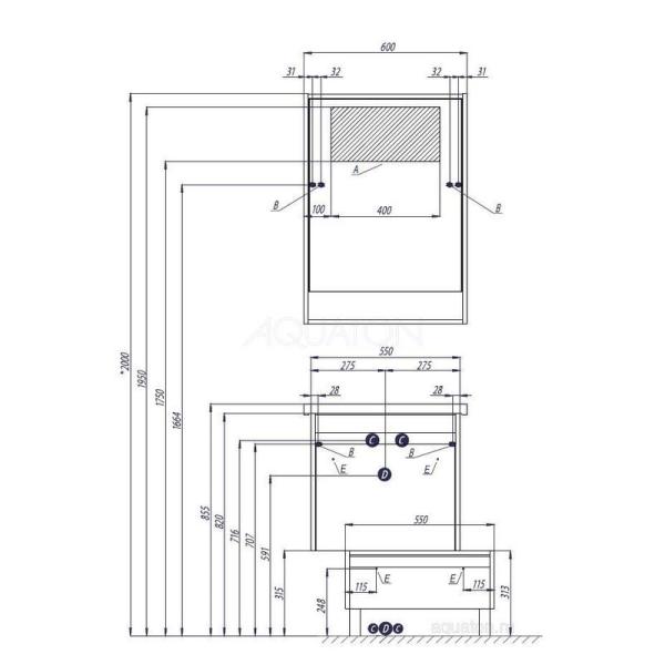 Комод Aquaton Капри 1A231003KPDA0 60 с ящиком,бетон пайн