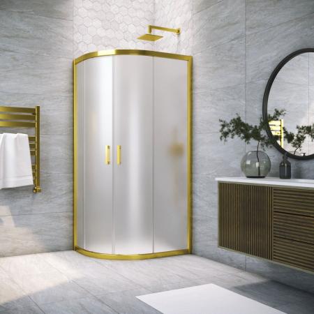 Душевой уголок Vegas-glass ZS-F TUR NOVO 110*80 09 10, профиль золото глянцевое, стекло сатин