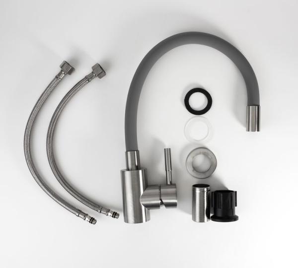 Смеситель для кухонной мойки ESKO Snake K44 G хром серый