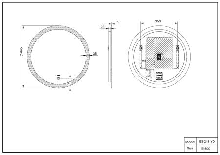 Зеркало ESBANO ES-2481YD LED подсветка Антизапотевание 59 см