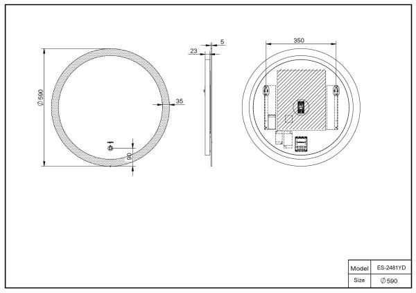 Зеркало ESBANO ES-2481YD LED подсветка Антизапотевание 59 см