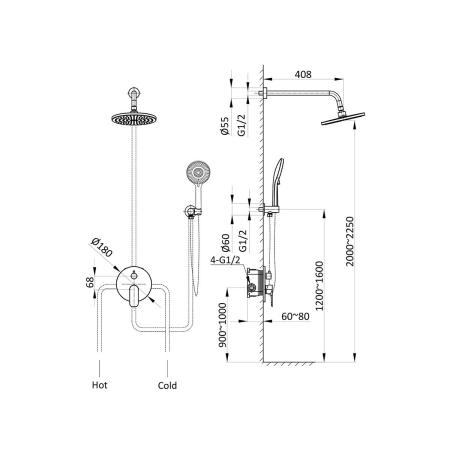 Душевой комплект Vincea Desire VSFW-1D1GM, встраиваемый, 2 режима, брашированное золото