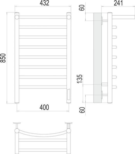 Полотенцесушитель Terminus Классик с/п П8 400х850 электро