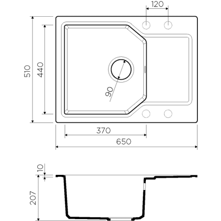 Кухонная мойка Omoikiri Yonaka 65-GR 4993346, 650х510, leningrad Grey