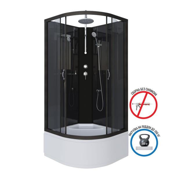 Душевая кабина Niagara NG-6508-14BKT 900х900х2100-2400 высокий поддон 40см стекло тонированное алюм черный