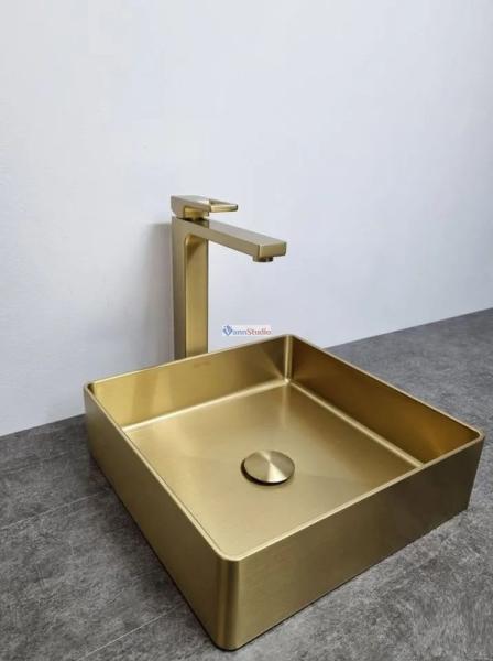 Раковина Gappo GX201-3 36x36 Cатин золотой нерж.сталь на столешницу