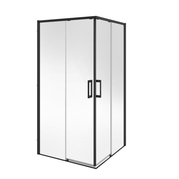 Душевой уголок Kerama Marazzi LINDO ЛИНДО LN.100.SSD.BLK.M раздвижной с функцией плавного открывания и закрывания, квадратный, 100х100х195, матовый черный