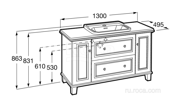 Тумба под раковину Roca Carmen 130 857136417 сатин серый