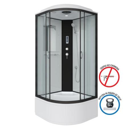 Душевая кабина Niagara NG-6708-14P 900х900х2150 высокий поддон 40см стекло прозрачное черные профиля