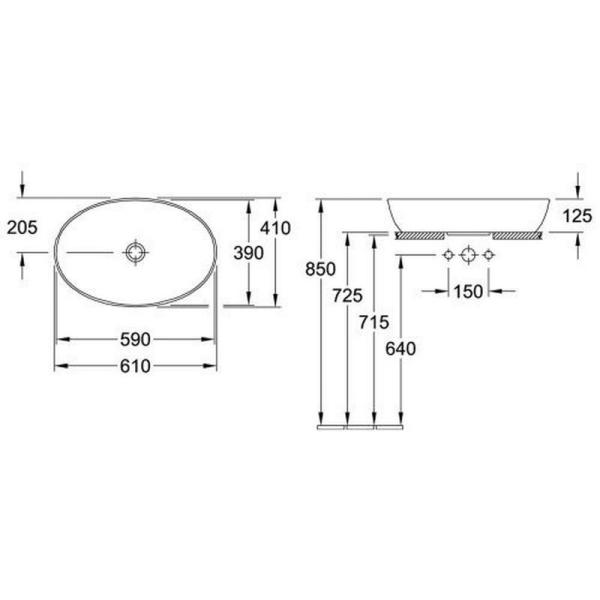 Раковина Villeroy&Boch ARTIS 41986101 61x41см накладная