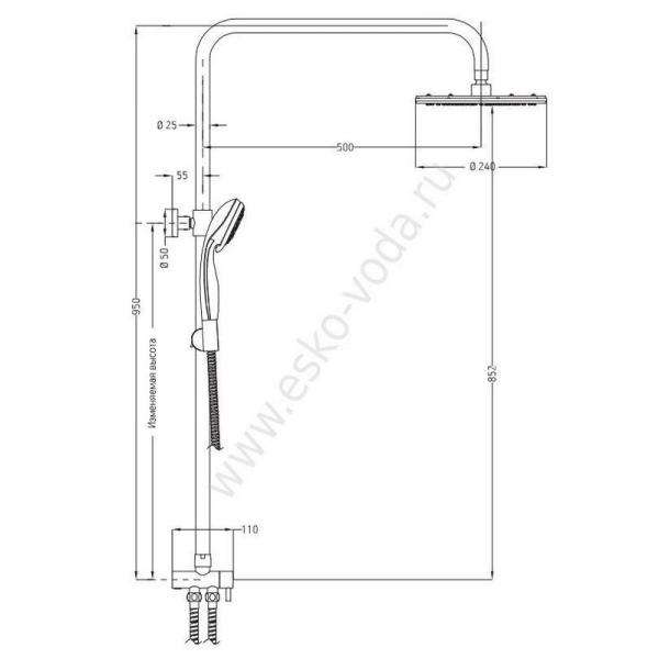 Душевой гарнитур ESKO ST950, хром