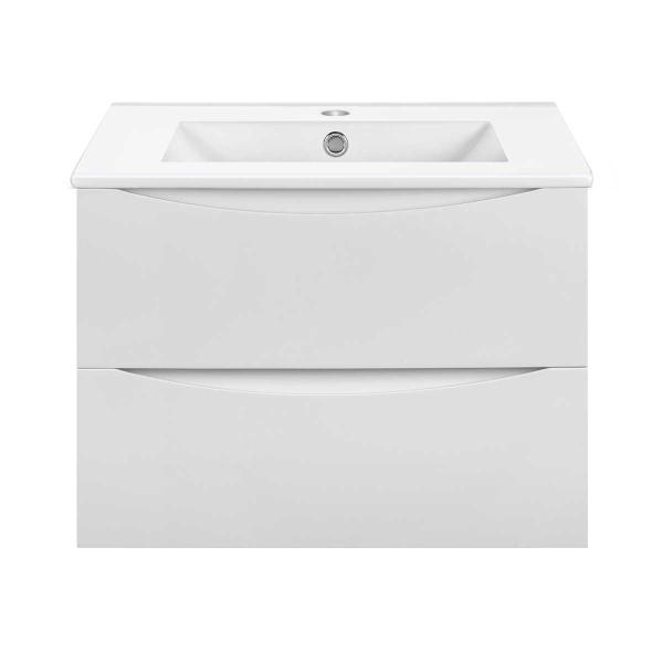 Тумба под раковину Vincea Mia Slim 700 подвесная, 2 выкатных ящика soft close, G.White