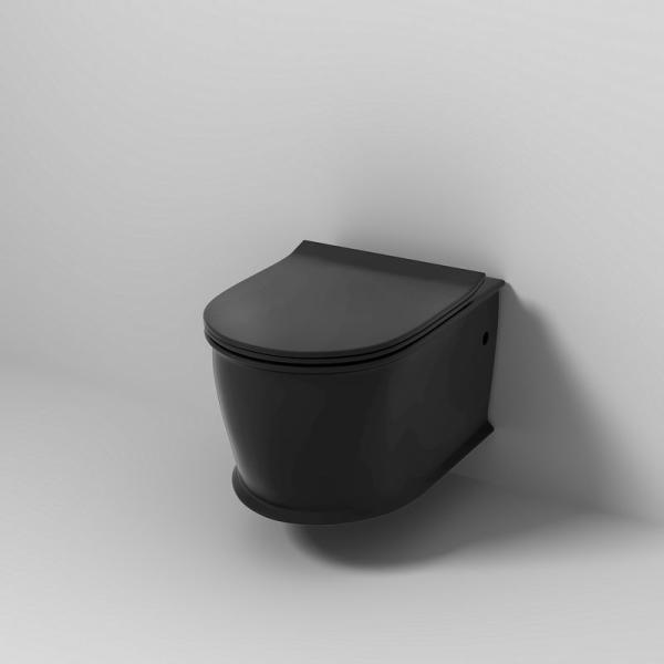 Унитаз Grossman GR-4482BMS Retro (545*370*360) ЧЕРНЫЙ МАТОВЫЙ подвесной Безободковый с тонкой крышкой