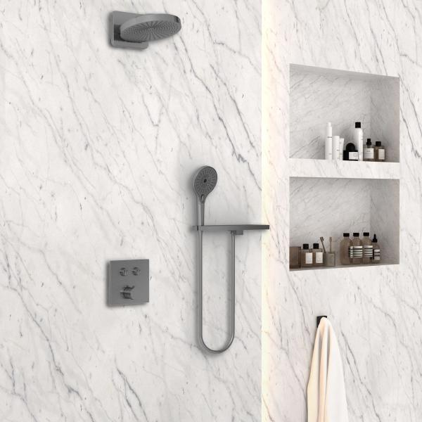 Душевой комплект Vincea Inspire VSFW-4I211RGM встраиваемый, двухрежимный, вороненая сталь