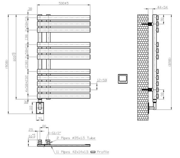 Полотенцесушитель электрический Boheme Venturo 721-G 500х898 Gold