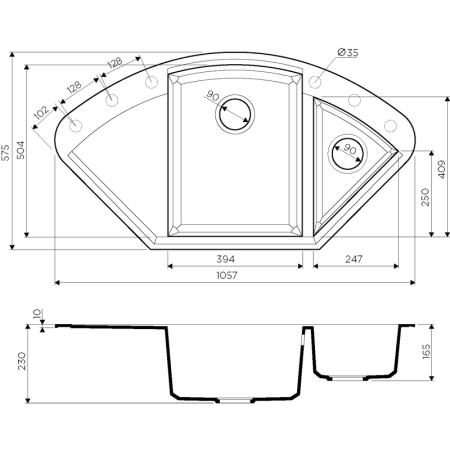 Кухонная мойка Omoikiri Sakaime 105C-CH 4993240, 1057х575, шампань