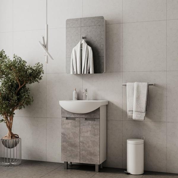 Тумба для ванной Volna Vario Z.60.2D Цемент напольная (Балтика) раковина отдельно