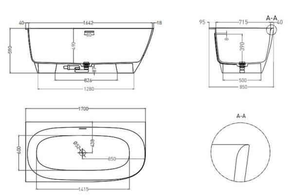 Ванна Salini SOFIA CORNER L 170x85 S-Sense покраска RAL глянцевая 102515GF