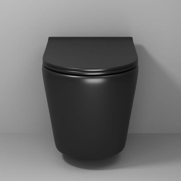 Унитаз Grossman GR-4478BMS Fly (520*360*350) ЧЕРНЫЙ МАТОВЫЙ подвесной Безободковый с тонкой крышкой