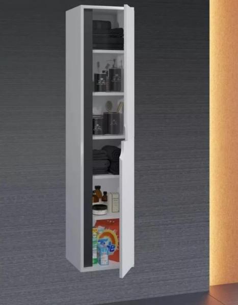 Шкаф-пенал для ванной Uperwood Modul, подвесной, с дверцами, матовый, белый/графит