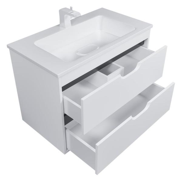 Тумба под раковину для ванной Uperwood Modul 80 см, подвесная, матовая, белая/графит