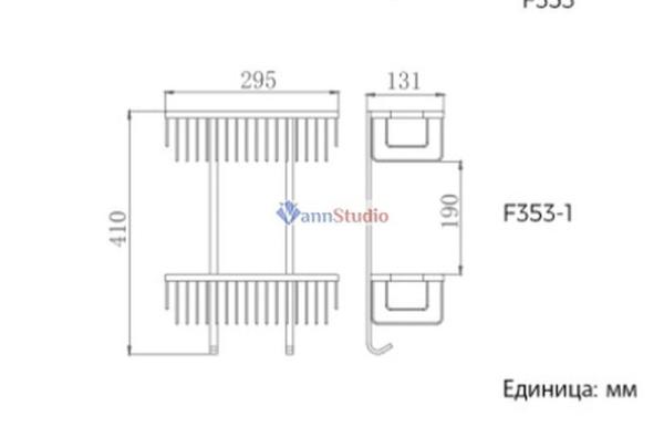 F353-1 Полка 2 ярусная Frap c ключками нержавейка хром
