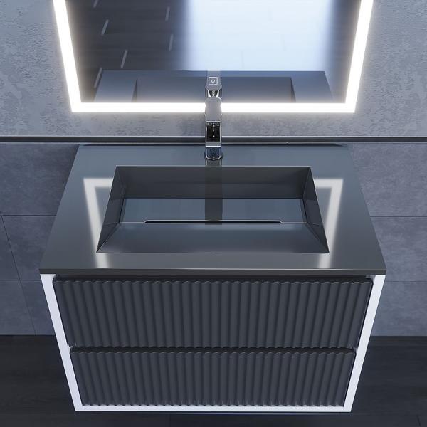 Раковина для ванной полувстраиваемая Uperwood Next Premium 70 см, прямоугольная, серый глянец