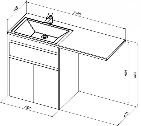 Тумба под раковину Aquanet Токио 68 белый (напольная, 1 ящик, 2 дверцы)