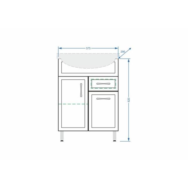 Тумба под умывальник Stella Polar Концепт 60, 1 ящ., Эрика 60
