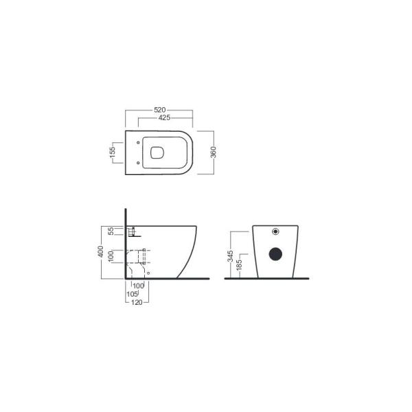 Унитаз Hatria BIANCA Y1VA01 безободковый приставной