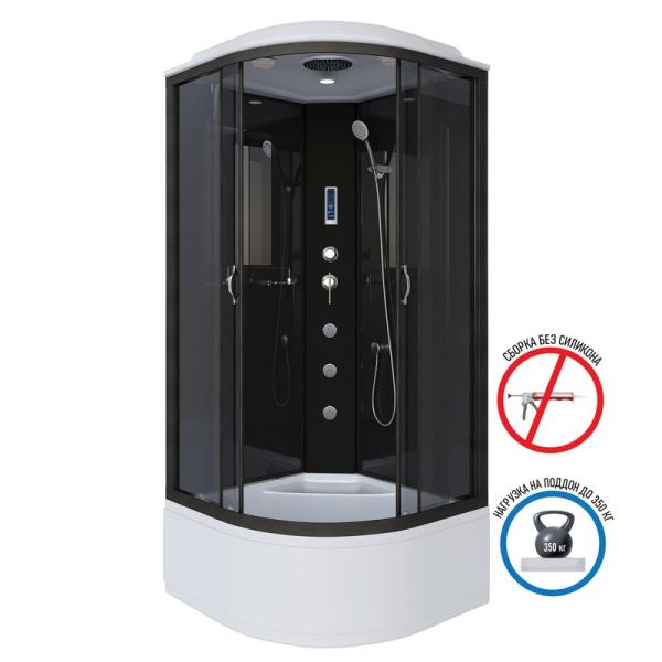 Душевая кабина Niagara NG-6508-14F 900х900х2150 высокий поддон 40см стекло тонированное алюм черный