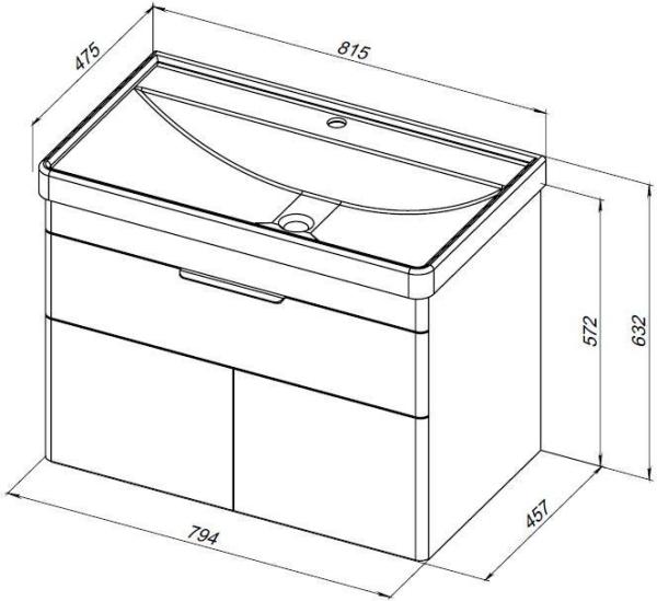 Тумба под раковину Aquanet Ирис new 815 белый глянец (1 ящик, 2 дверцы)