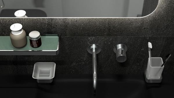 Держатель со стаканом матовое стекло;  ARTWELLE Regen 8321 хром