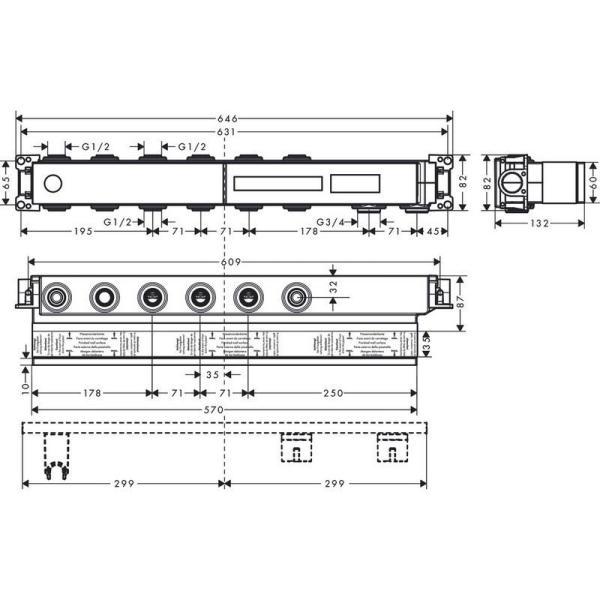 Скрытая часть Hansgrohe RainSelect 15312180 для душа