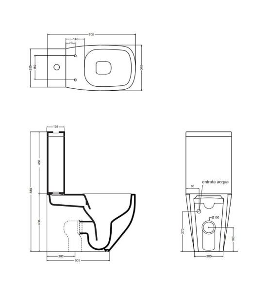 Унитаз AXA WHITE JAM 3301301 NoRim безободковый (чаша)