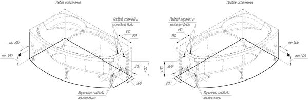 Ванна Радомир Vannesa София 2-01-0-1-1-223 169x99 см левая