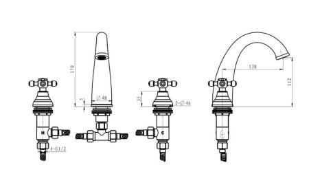 Смеситель для раковины Boheme CAMELIA 317-Camelia бронза