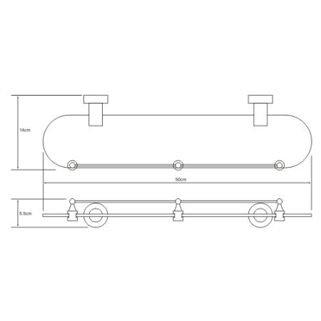 Полка WasserKraft Donau K-9444 стеклянная с бортиком 50 см хром
