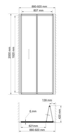 Душевая дверь WasserKraft Weser 78F04 90 см , универсальная