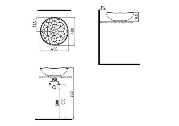 Раковина на столешницу Bien Pent PNLG04901FD0W3000 49 см