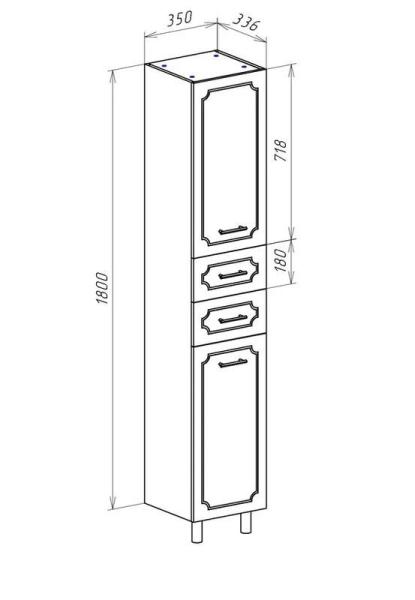 Пенал-35 Bellezza Стелла с 2 ящ. с б/к белый Н