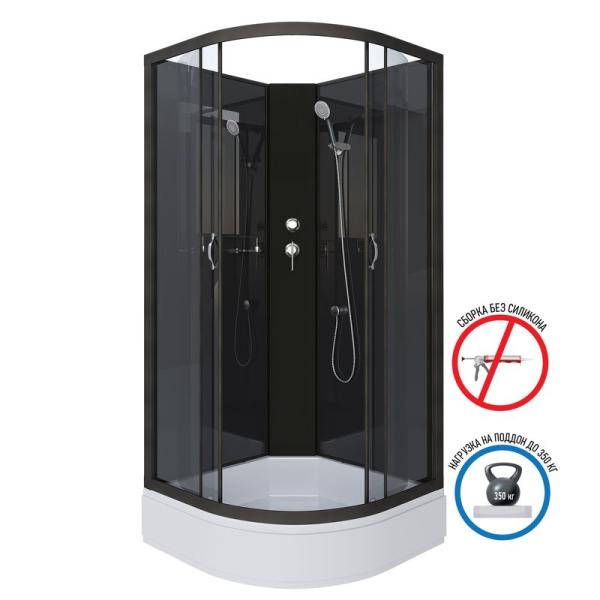 Душевая кабина Niagara NG-6501-14BK 900х900х2000 средний поддон 26см стекло тонированное алюм черный