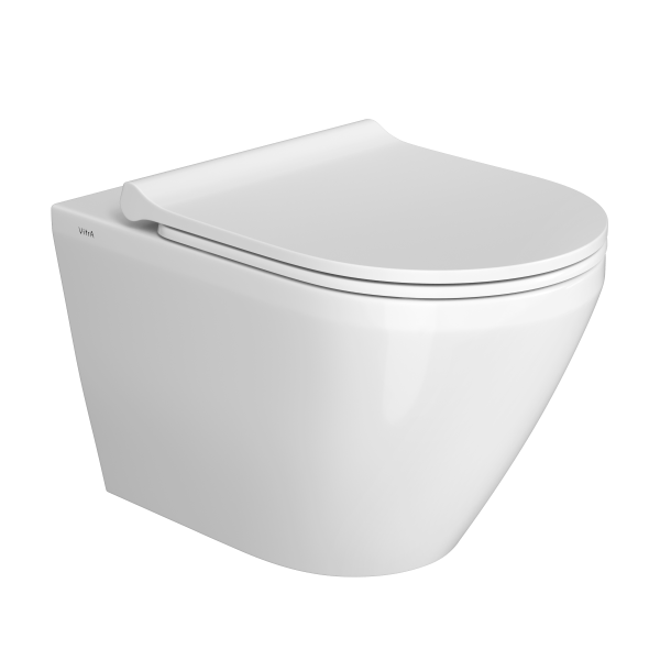 Инсталляция с унитазом VitrA Integra Round  9856B003-7205 комплект 4 в 1 с сиденьем микролифт безободковый цвет клавиши глянцевый хром
