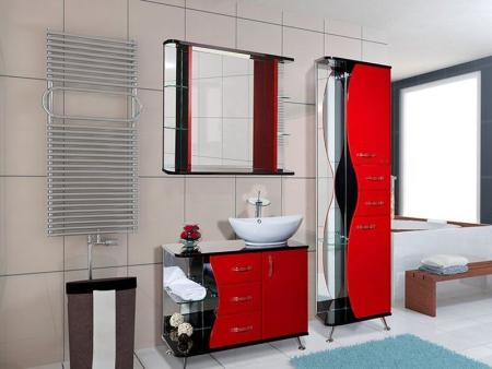 Тумба под раковину Bellezza Рио 90 R напольная с 3 ящ. красная/черная