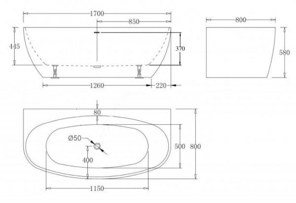 Ванна Esbano San Marino 170x80x58 отдельностоящая