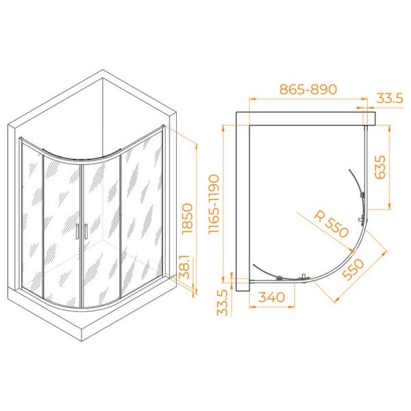 Душевой уголок RGW PA-61 Passage 120x90 Хром прозрачное