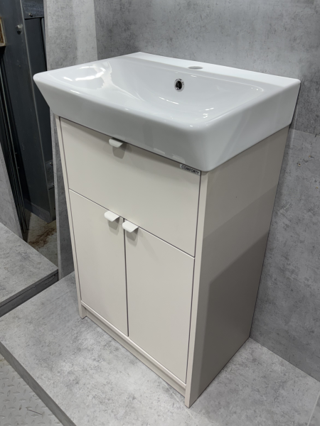 Тумба c раковиной Comforty Руза-50 00-00022855CF напольная серый шелк с ручками серый шелк с раковиной COMFORTY 9055RA-50