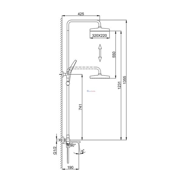 Душевая система Frap F2484-9 для ванны оружейная сталь