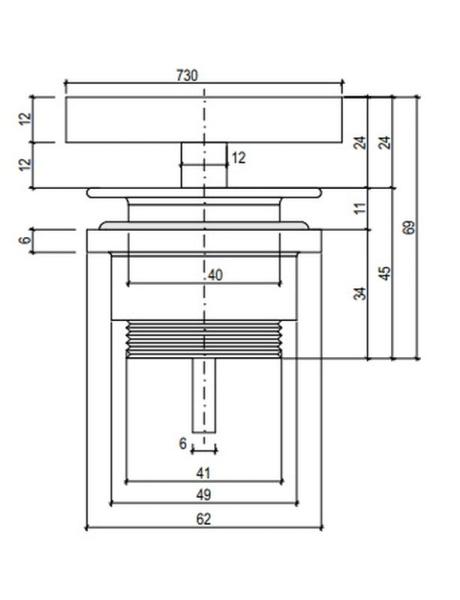 Донный клапан Salini для раковины фиксированный D 602 покраска по RAL S-Stone матовый 16731RM