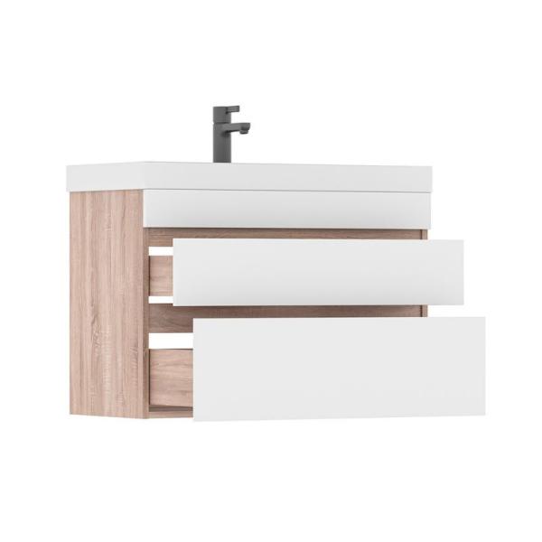 Тумба для ванной Volna Conty 80.2Y Белый/дуб сонома подвесная (9696) раковина отдельно